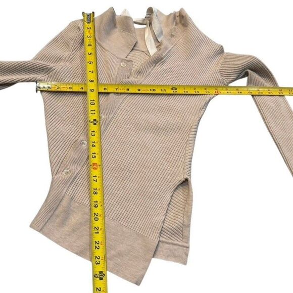 Jacquemus Asymmetric Ribbed Knit Cardigan with Strap in Beige Size 42 Wool Blend - Picture 13 of 13
